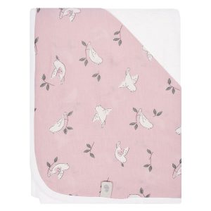 Perlimpinpin Bamboo Hooded Towel - Pink with Birds