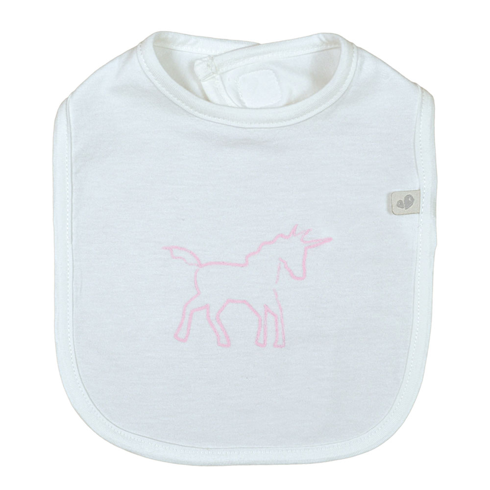 Perlimpinpin Bamboo Bib - Ivory with Unicorn