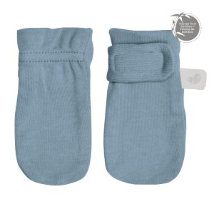 Perlimpinpin Bamboo Scratch Mittens Plain Steel Blue