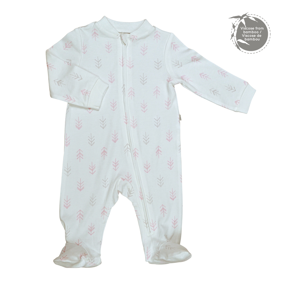 Perlimpinpin Bamboo Pajama Pink/Grey Arrows
