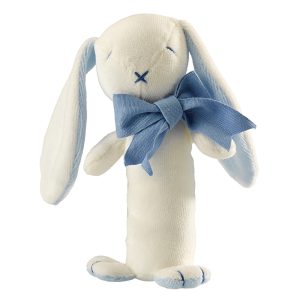 Maud N Lil Oscar the Bunny Stick Rattle - Blue