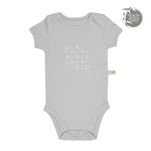 Perlimpinpin Bamboo Onesie - Pearl Grey Tic Tac Toe